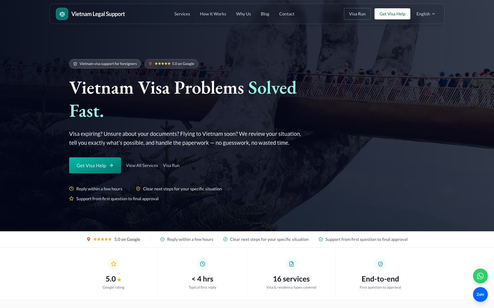 Vietnam Legal Support homepage: visa and residency assistance for foreigners in Vietnam