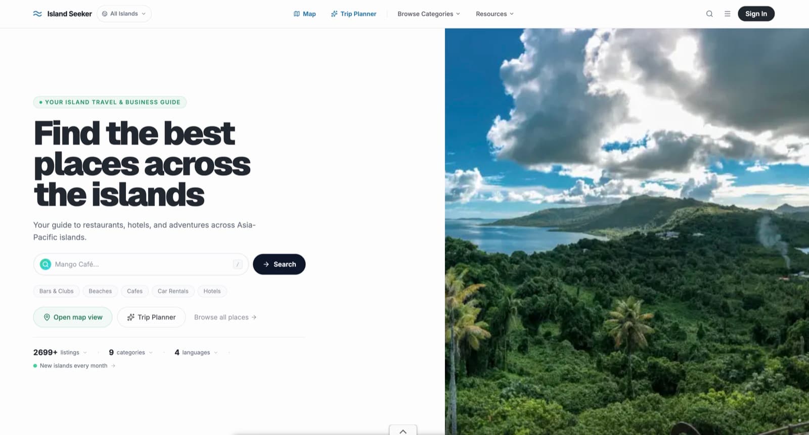 Island Seeker homepage: travel and business guide for restaurants, hotels, and adventures across Asia-Pacific islands